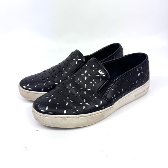 MICHAEL Michael Kors Shoes - MICHAEL Michael Kors KEATON Leather Lasered Pull On Skate Sneakers black sz 6.5